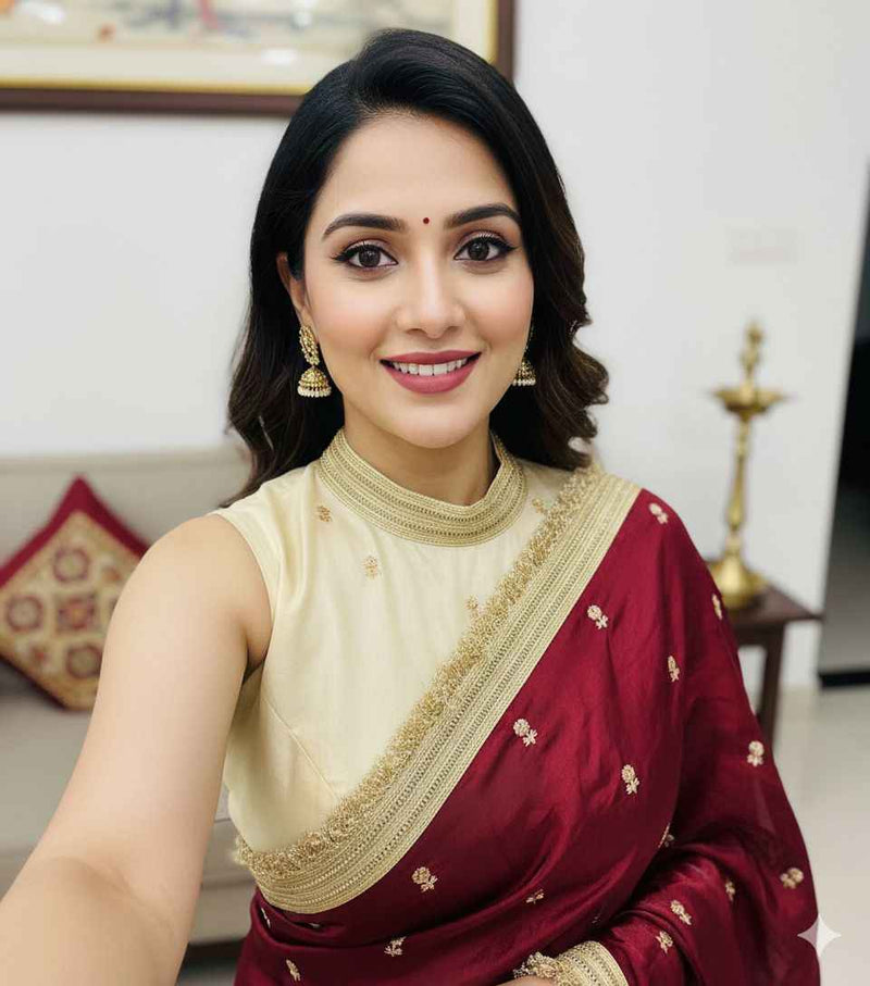 Rajsi Crimson Zari Elegance Saree