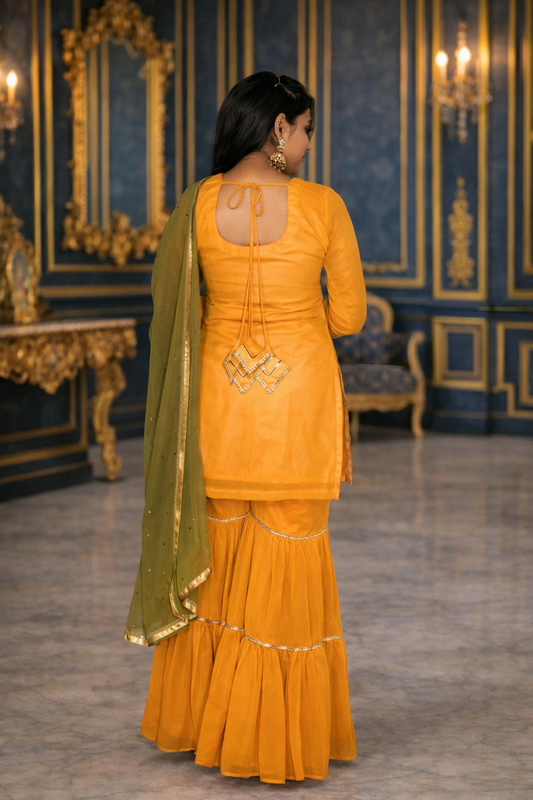 Mustard Bliss Georgette Sharara Set