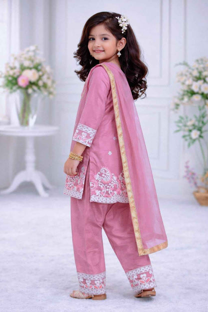 Gulaboo Embroidered Silk Kids Suit Set with Dupatta