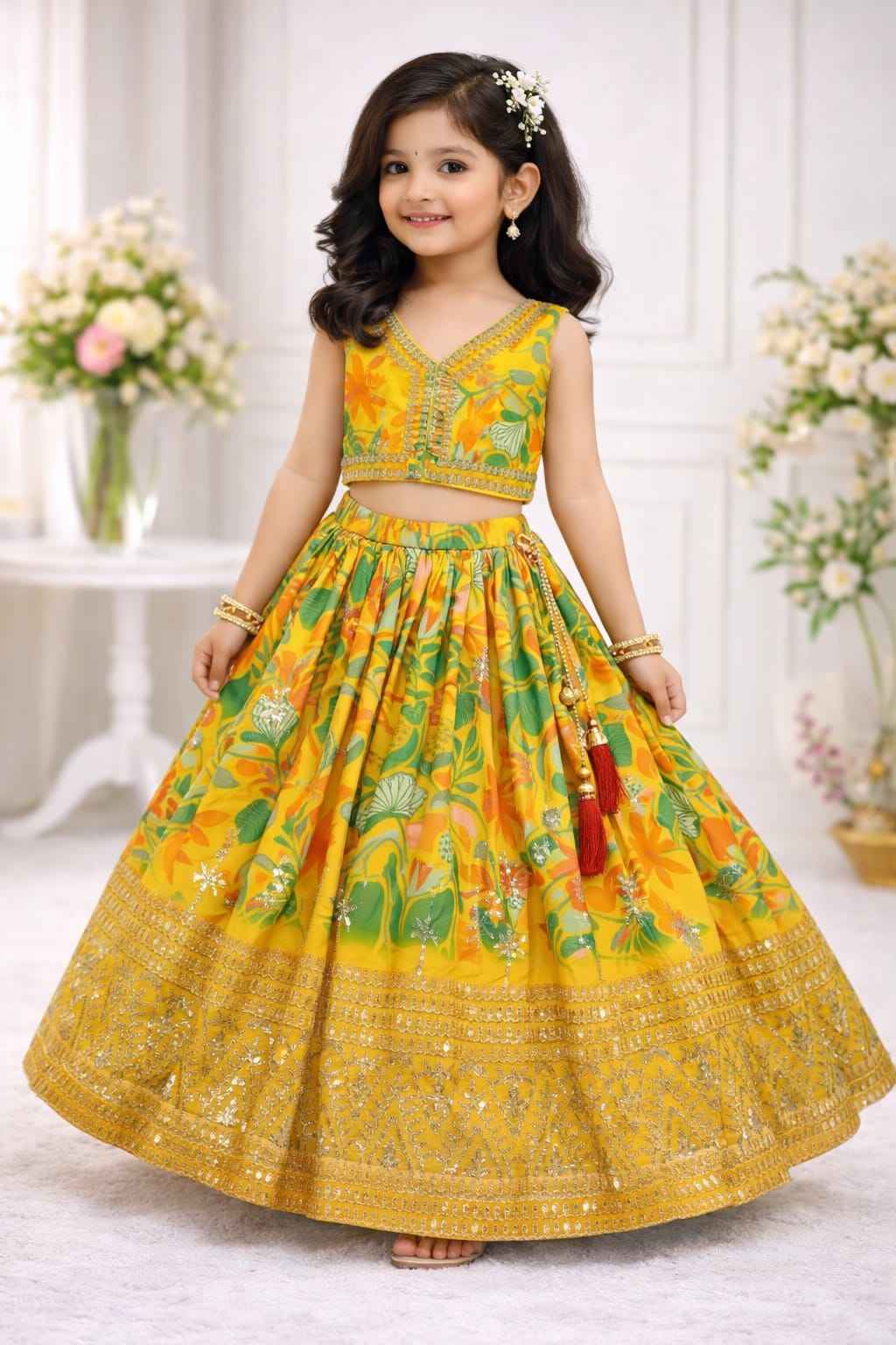 Hunny Bunny Digital Print & Sequins Embroidered Lehenga Set with Dupatta