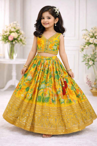 Hunny Bunny Digital Print & Sequins Embroidered Lehenga Set with Dupatta