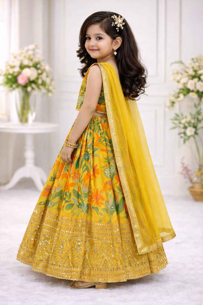Hunny Bunny Digital Print & Sequins Embroidered Lehenga Set with Dupatta