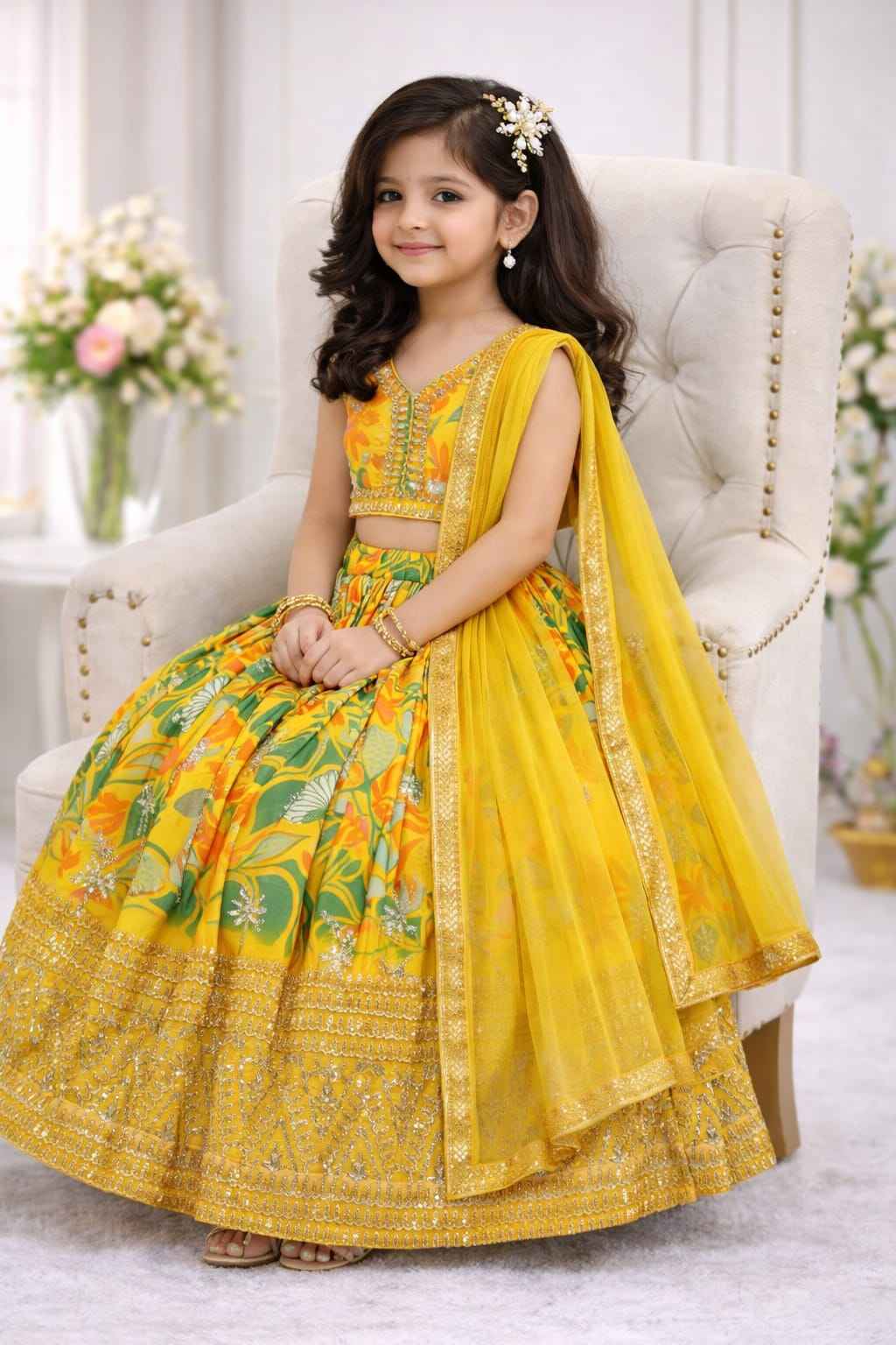 Hunny Bunny Digital Print & Sequins Embroidered Lehenga Set with Dupatta