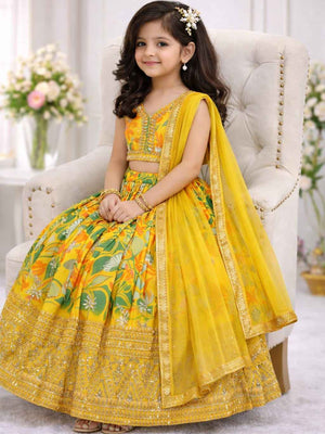 Hunny Bunny Digital Print & Sequins Embroidered Lehenga Set with Dupatta