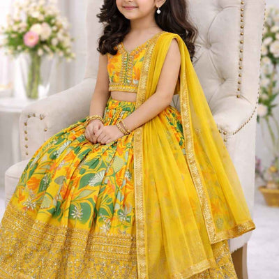 Hunny Bunny Digital Print & Sequins Embroidered Lehenga Set with Dupatta