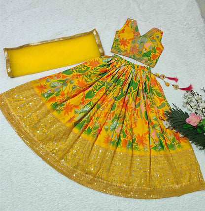 Hunny Bunny Digital Print & Sequins Embroidered Lehenga Set with Dupatta