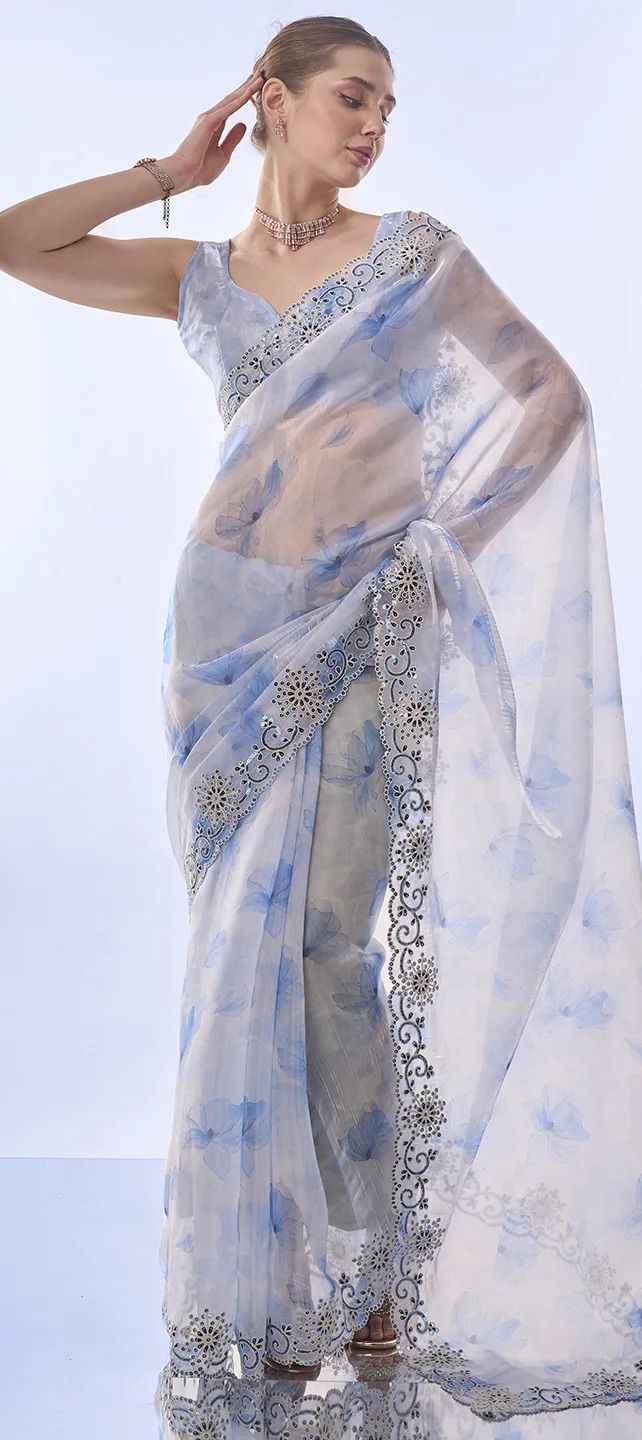 Ira Devyani Embroidered Space Silk Saree