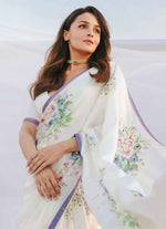 Ivory Whisper Japan Satin Saree