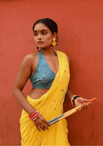 Kanika Sunbeam Pure Mul Cotton Mirrorwork Saree