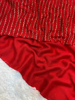 Kumkum Red Crush Tissue Saree with Embroidered Blouse
