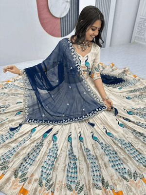 Maharani Vivaan Peacock Tissue Silk Lehenga Set