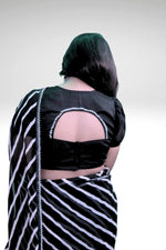 Midnight Elegance Black & White Lahariya saree with Blouse