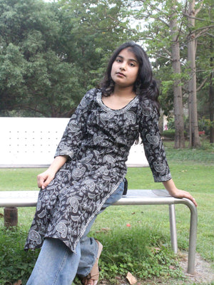 Midnight Paisley Cotton Kurti