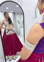 Moti Gamathi Mirror Work Choli & Cotton Lumpi Border Lehenga Set