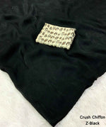 Mrinalika Noir Soft Crush Chiffon Saree with Designer Blouse