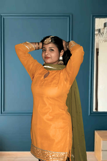 Mustard Bliss Georgette Sharara Set
