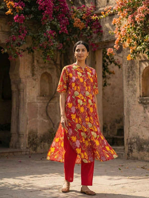 Naira Autumn A-Line Kurti Set