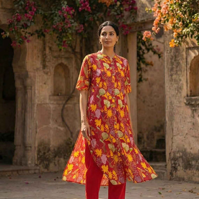 Naira Autumn A-Line Kurti Set