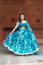 Noorani Floral Print Organza Lehenga Set