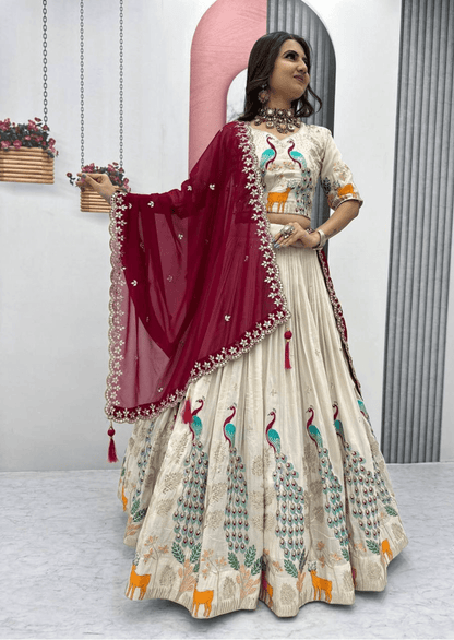 Padmika Embroidered Tissue Silk Lehenga Set