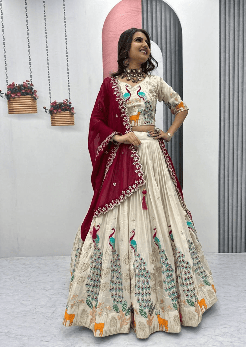 Padmika Embroidered Tissue Silk Lehenga Set