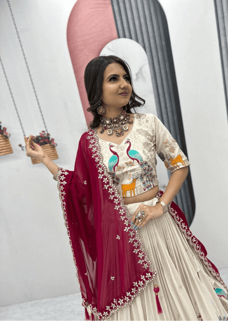 Padmika Embroidered Tissue Silk Lehenga Set