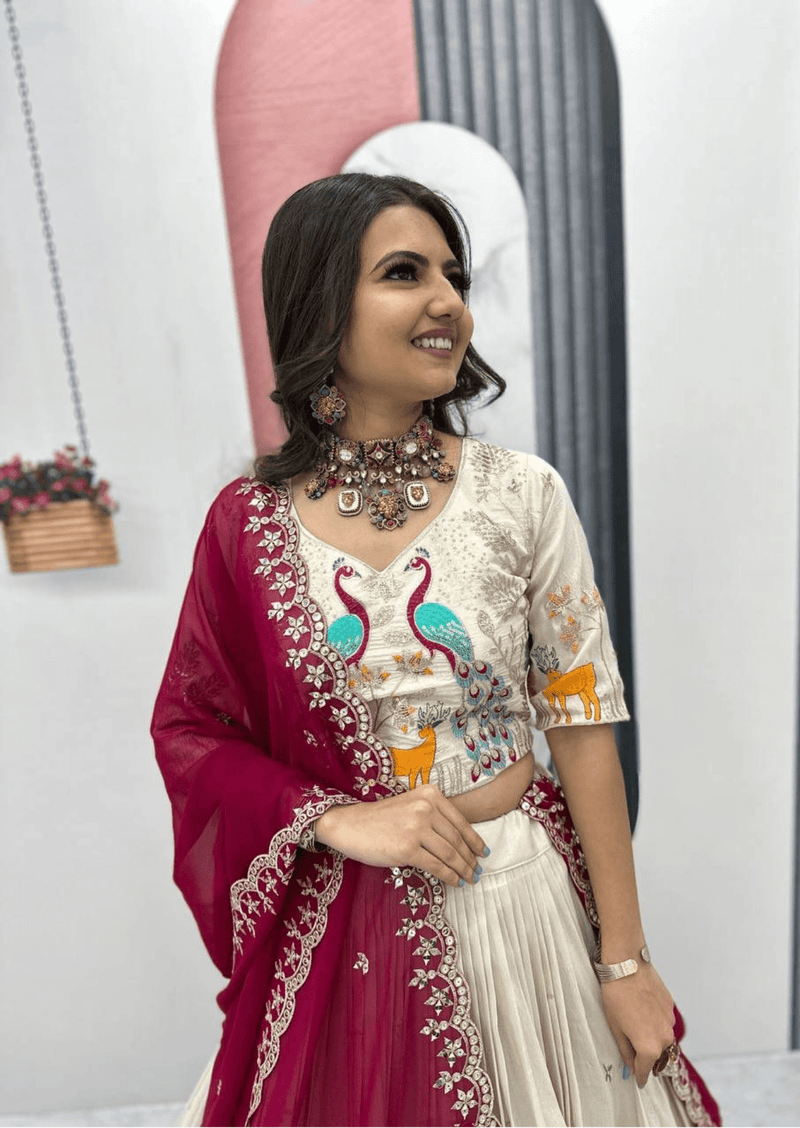 Padmika Embroidered Tissue Silk Lehenga Set