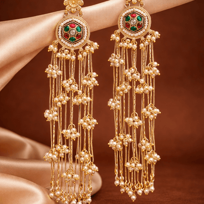 Phulkari Kashmiri Gold Dangler