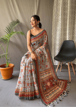 Pravya Kalamkari Malai Cotton Saree