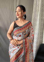 Pravya Kalamkari Malai Cotton Saree