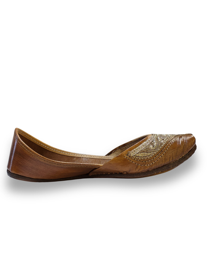 Rustic Tan Geometric Zari Heritage Jutti
