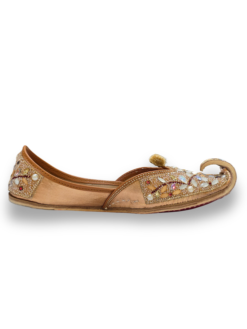 Champagne Gold Crystal Studded Celebration Jutti