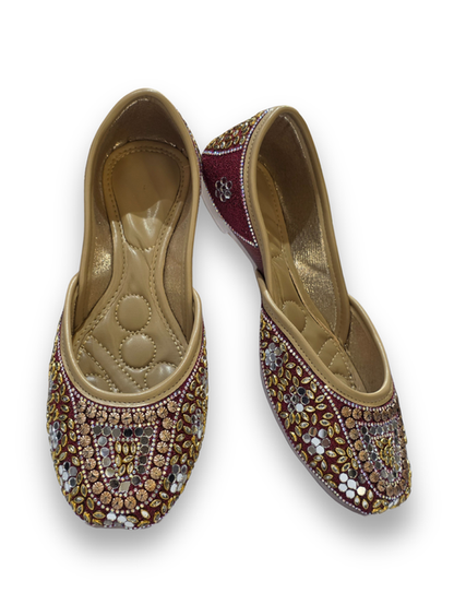 Regal Maroon Hand Embellished Ethnic Jutti