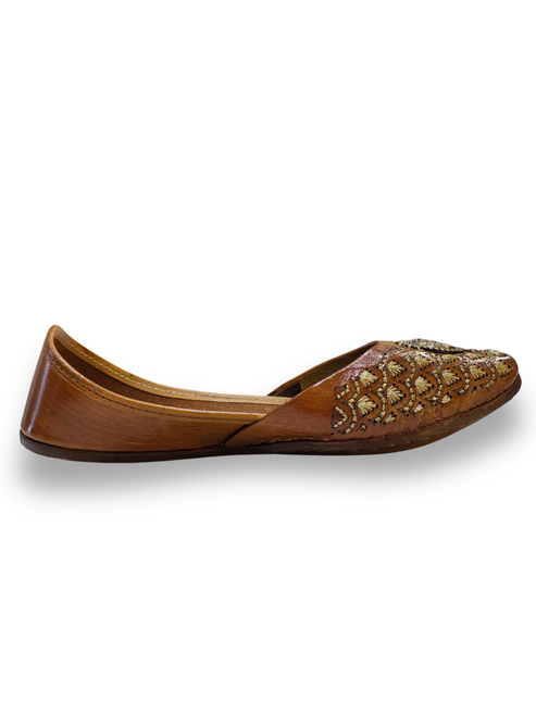 Antique Tan Motif Embellished Royal Jutti