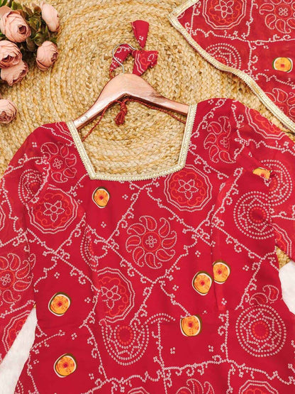 RoopRani Bandhej Georgette Anarkali Set