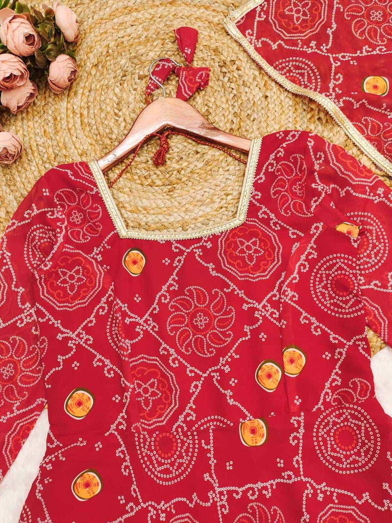 RoopRani Bandhej Georgette Anarkali Set