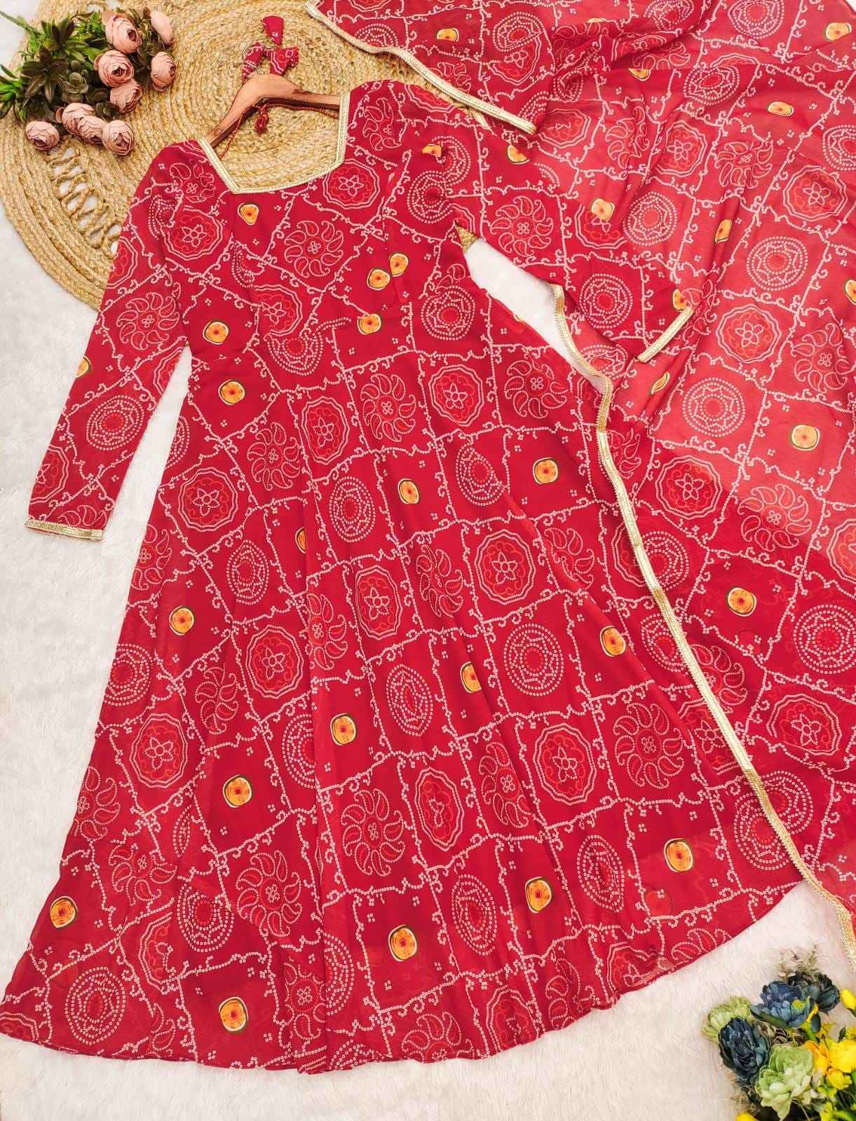 RoopRani Bandhej Georgette Anarkali Set