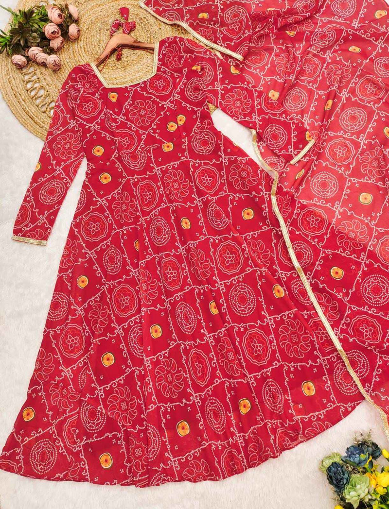 RoopRani Bandhej Georgette Anarkali Set