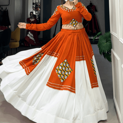 Rust & Ivory Mirror Work Lehenga Set