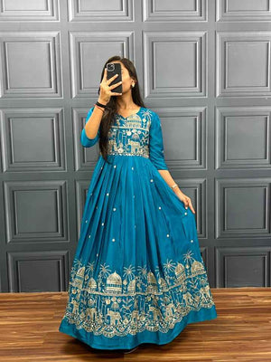 Saanvi Teal Heritage Gown