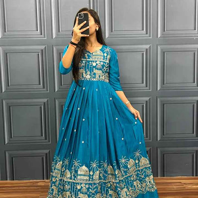 Saanvi Teal Heritage Gown