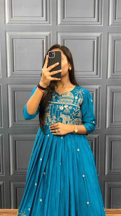 Saanvi Teal Heritage Gown