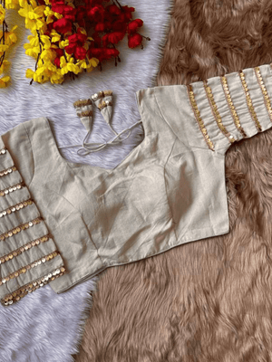 Samaaya Ivory Sequins Cotton Silk Blouse