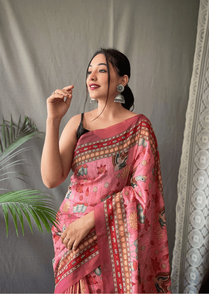 Sampriti Kalamkari Malmal Saree