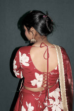 Scarlet Bloom Satin Lehenga Set