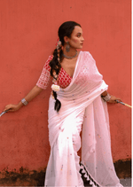 Shvetika Pure Mul Cotton Hand Mirrorwork Saree