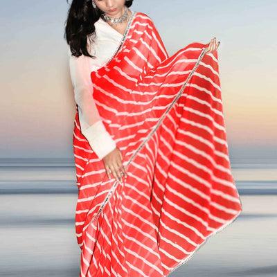 Sindoori Adaa Lahariya Georgette Saree Set with Blouse