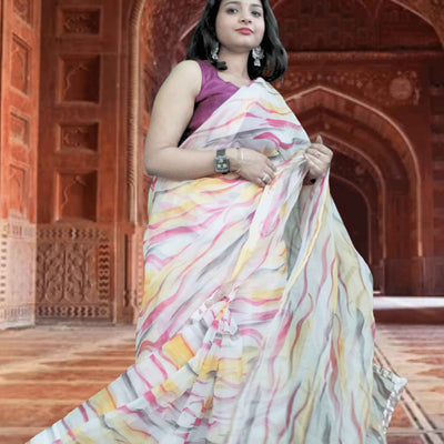 Tarang Leheriya Organza Saree with Blouse