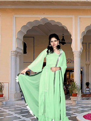 Vanya Green Georgette Sharara Set