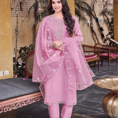 Zarmina Blush Mauve Embroidered Lawn Ensemble Suit Set